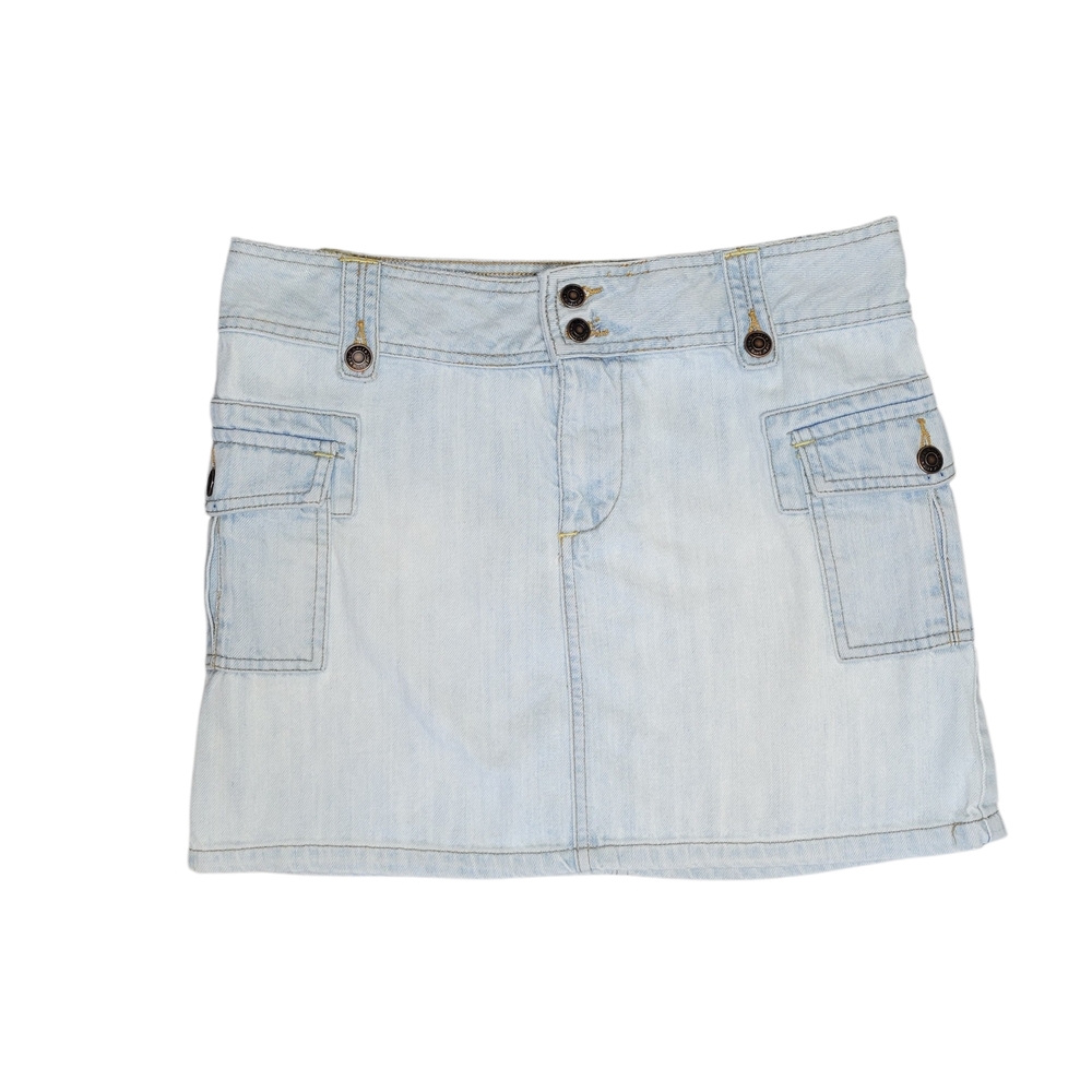 Y2K Old Navy Faded Light Wash Denim Cargo Mini Skirt Size 6